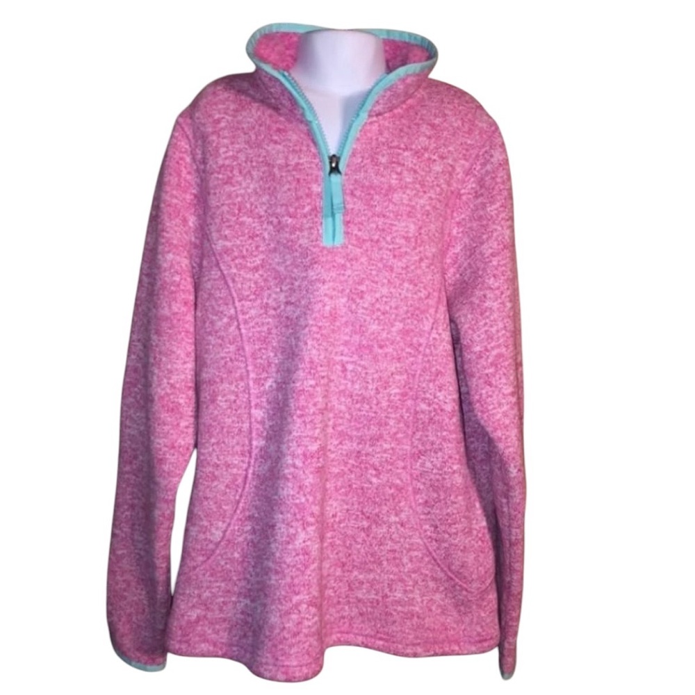 Lands' End Girls L (14) Sherpa Lined Pullover; Heathered Pink in Exc. Condition
